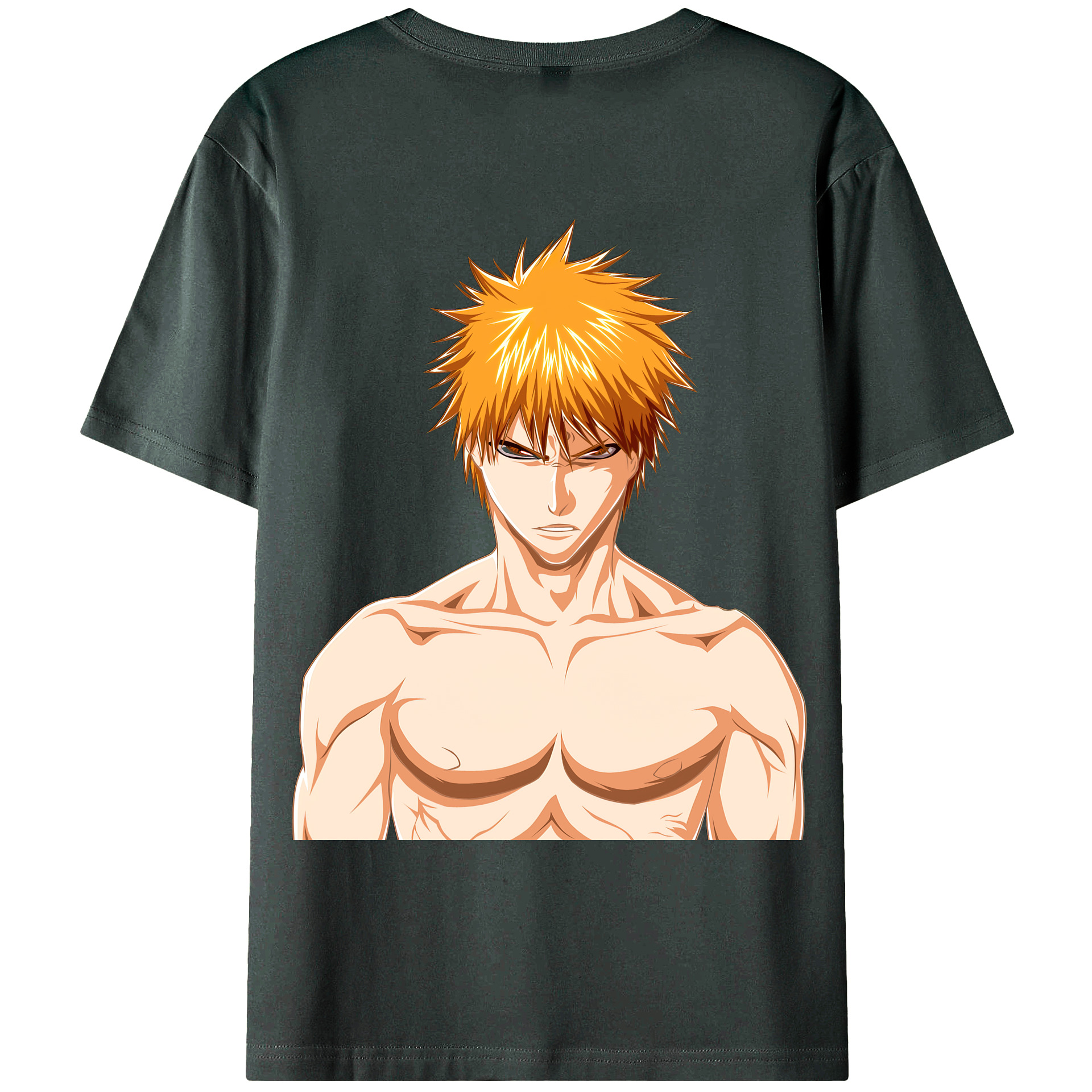 （画像用） ブリーチ 黒崎一護（くろさき いちご）BLEACH Kurosaki Ichigo 綿100％ メンズ半袖Tシャツ（バックプリント） 通気性